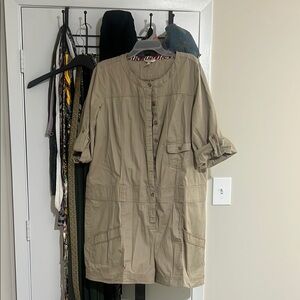 Old Navy Beige and Red Utility Romper
